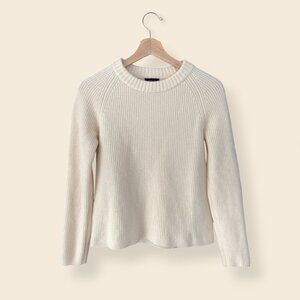 Quince, Mongolian Cashmere Fisherman Crewneck Sweater, Ivory, Size XS